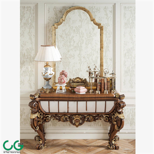 French end view table lamp decoration combination 3D model